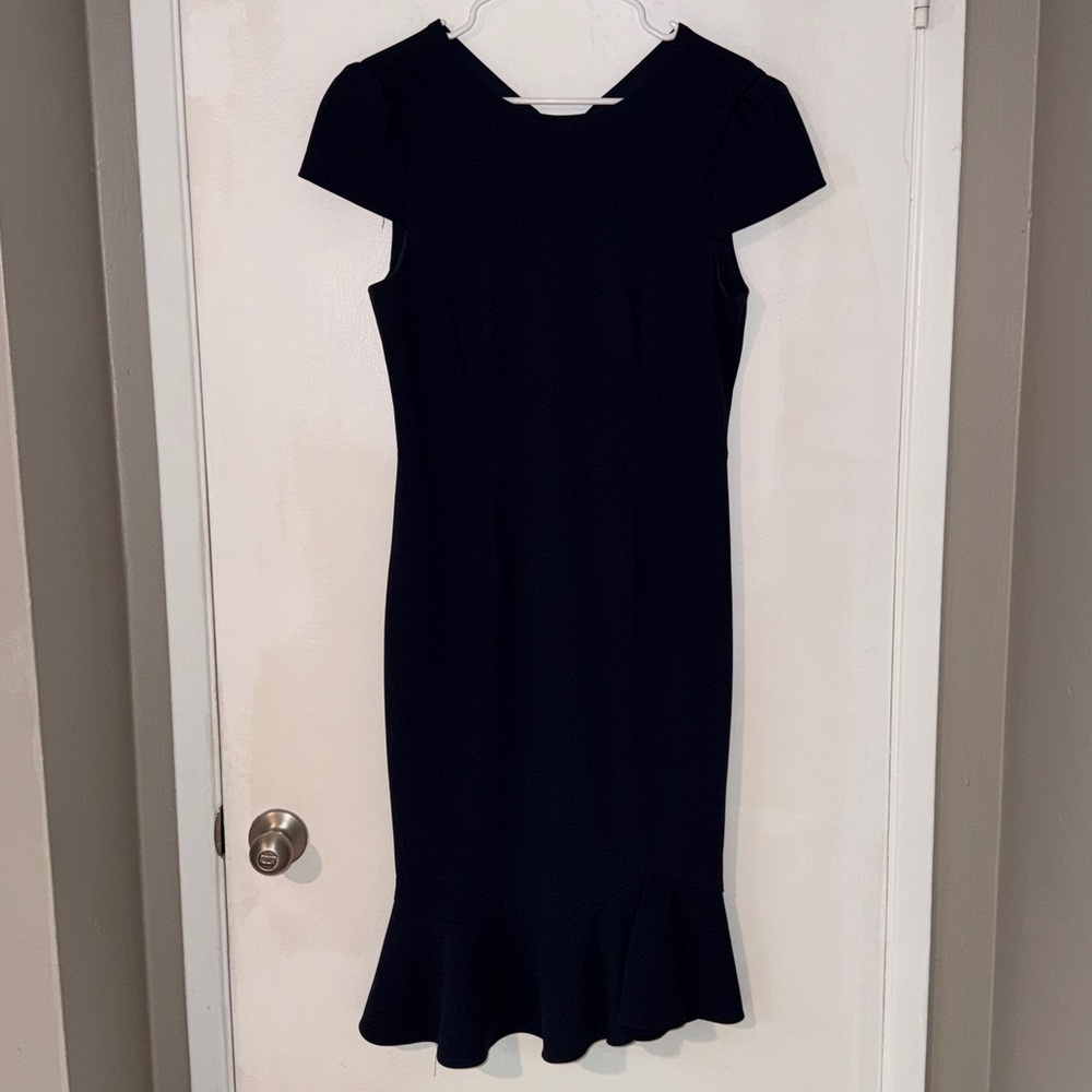 Betsey Johnson Navy Blue Midi Sheath Dress with Mermaid Hem- 10